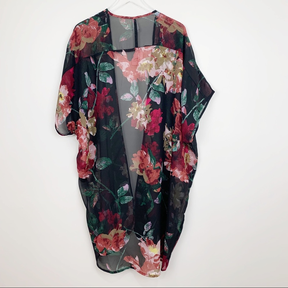 Shake It Up Floral Kimono Duster Coverup 1X 2X - Picture 3 of 6